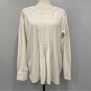 NWT ANN TAYLOR M Ivory Pleated Tie Back Chiffon Blouse Office Siren Corp Core